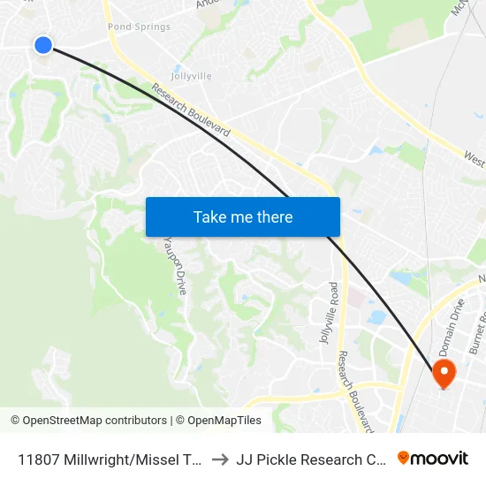 11807 Millwright/Missel Thrush to JJ Pickle Research Center map