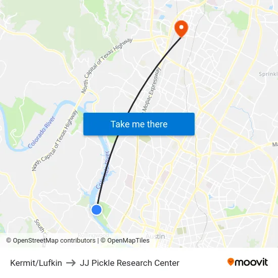 Kermit/Lufkin to JJ Pickle Research Center map