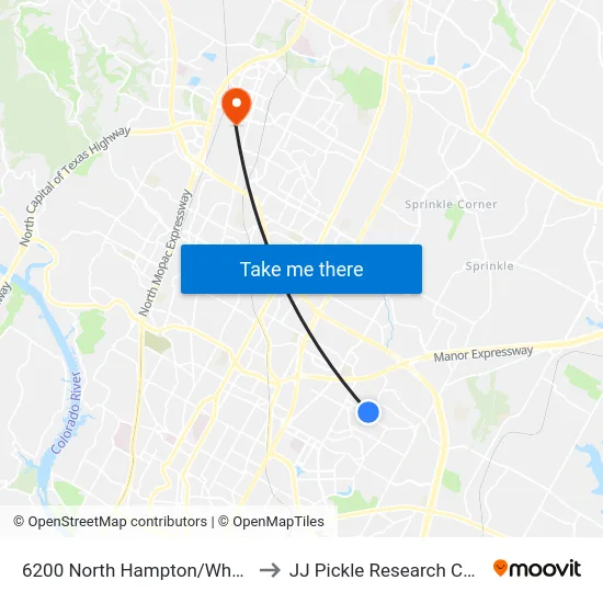 6200 North Hampton/Wheless to JJ Pickle Research Center map