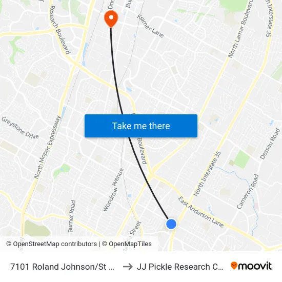 7101 Roland Johnson/St Johns to JJ Pickle Research Center map