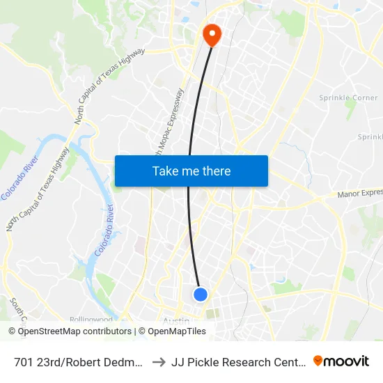 701 23rd/Robert Dedman to JJ Pickle Research Center map