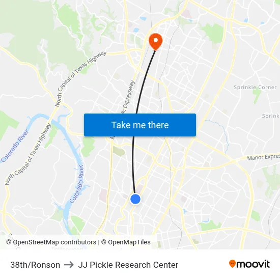 38th/Ronson to JJ Pickle Research Center map
