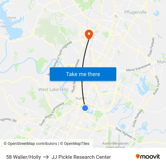 58 Waller/Holly to JJ Pickle Research Center map