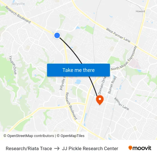 Research/Riata Trace to JJ Pickle Research Center map