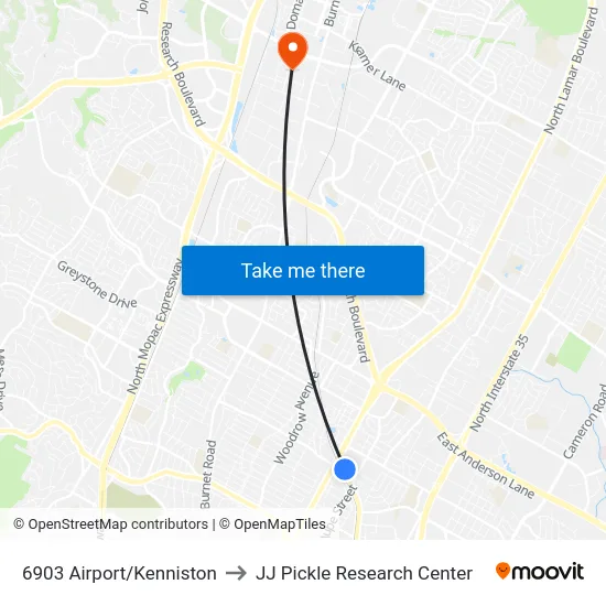6903 Airport/Kenniston to JJ Pickle Research Center map