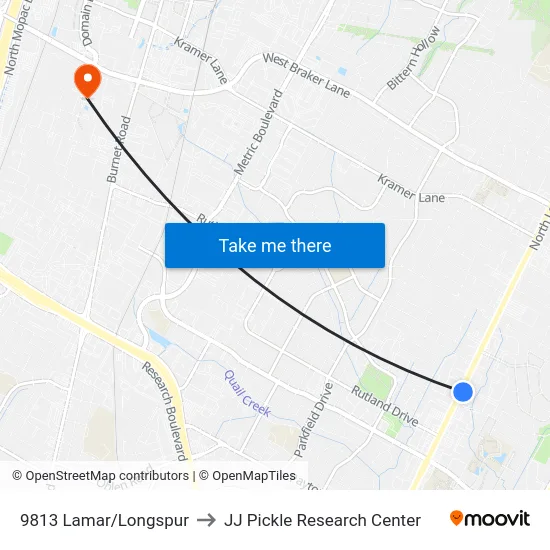 9813 Lamar/Longspur to JJ Pickle Research Center map