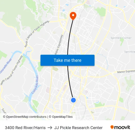 3400 Red River/Harris to JJ Pickle Research Center map