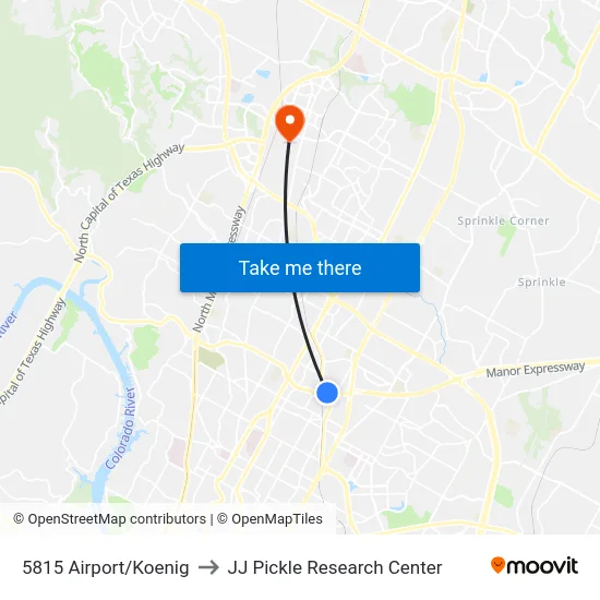 5815 Airport/Koenig to JJ Pickle Research Center map