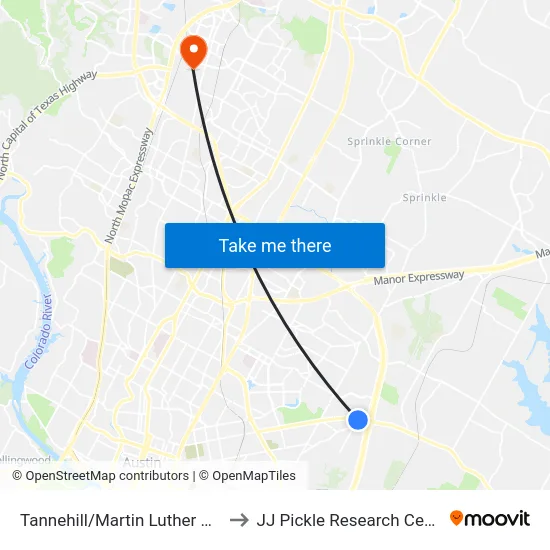Tannehill/Martin Luther King to JJ Pickle Research Center map