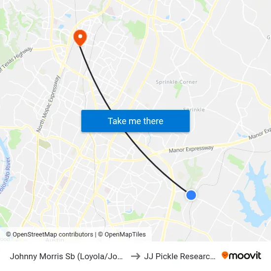 Johnny Morris Sb (Loyola/Johnny Morris) to JJ Pickle Research Center map