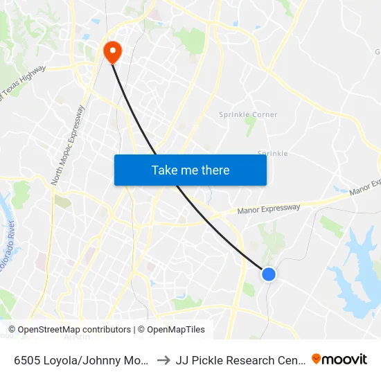 6505 Loyola/Johnny Morris to JJ Pickle Research Center map
