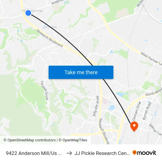 9422 Anderson Mill/Us 183 to JJ Pickle Research Center map