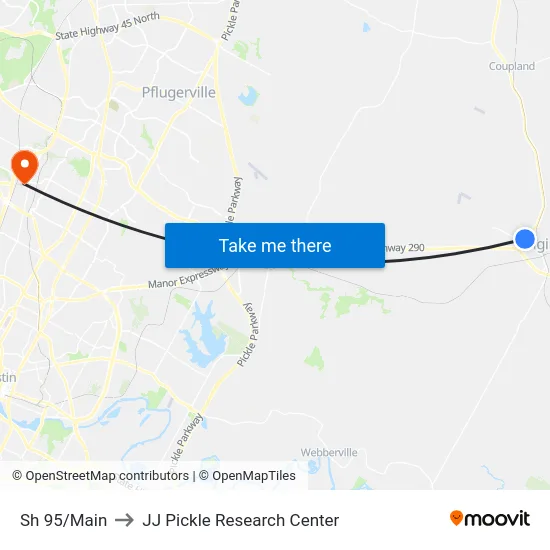 Sh 95/Main to JJ Pickle Research Center map