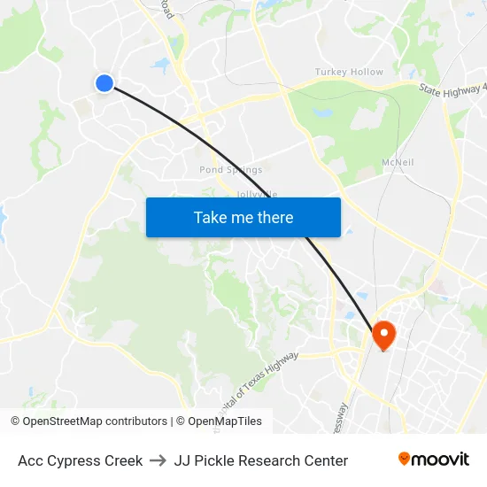 Acc Cypress Creek to JJ Pickle Research Center map