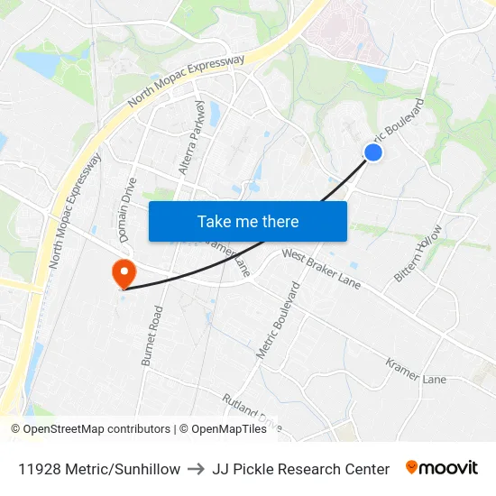 11928 Metric/Sunhillow to JJ Pickle Research Center map