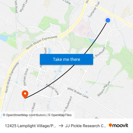 12425 Lamplight Village/Parmer to JJ Pickle Research Center map