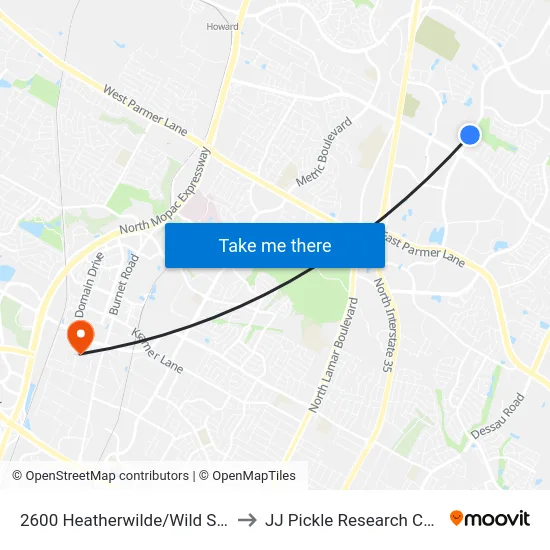2600 Heatherwilde/Wild Senna to JJ Pickle Research Center map