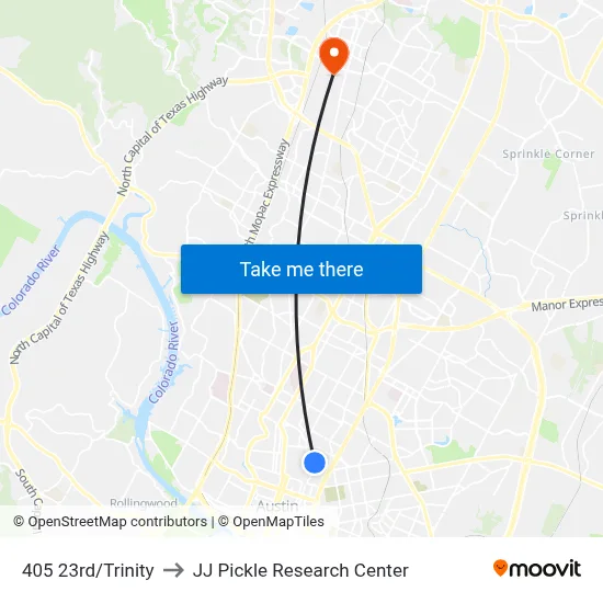 405 23rd/Trinity to JJ Pickle Research Center map