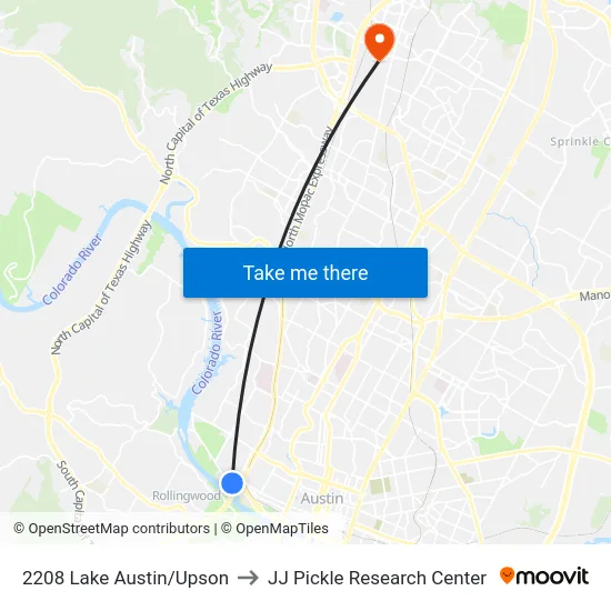 2208 Lake Austin/Upson to JJ Pickle Research Center map