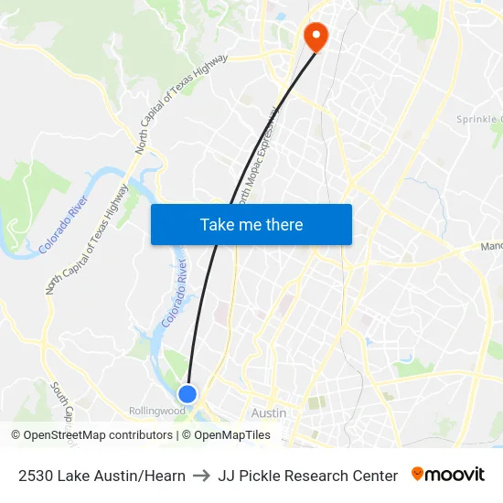 2530 Lake Austin/Hearn to JJ Pickle Research Center map