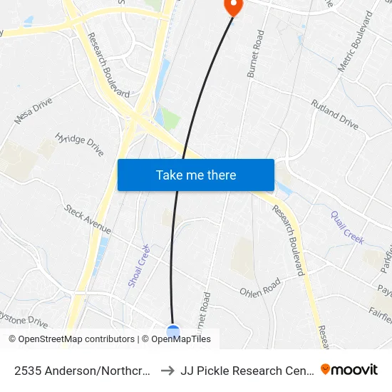 2535 Anderson/Northcross to JJ Pickle Research Center map