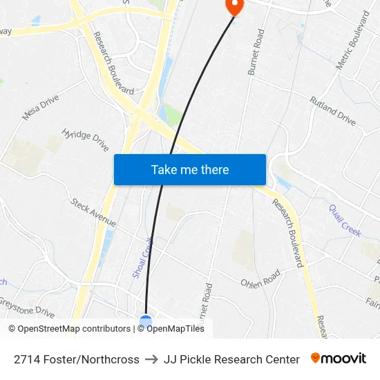 2714 Foster/Northcross to JJ Pickle Research Center map