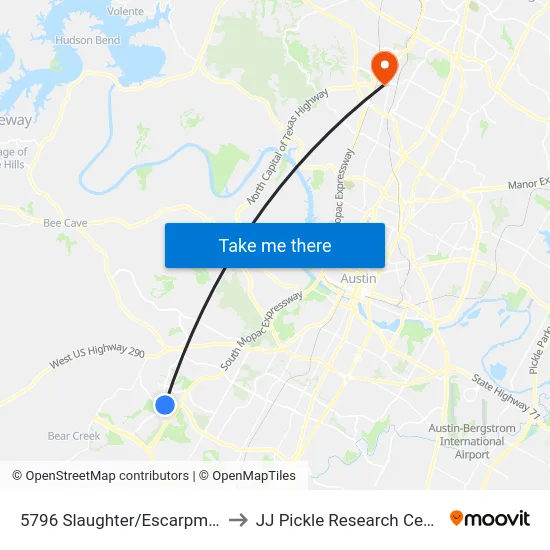 5796 Slaughter/Escarpment to JJ Pickle Research Center map