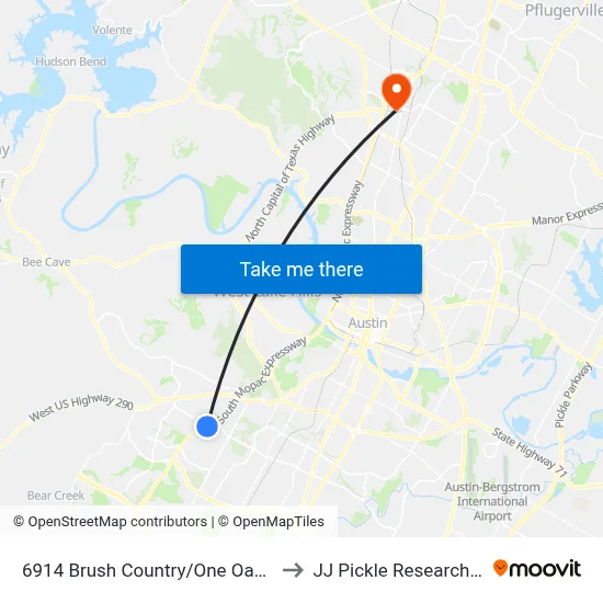 6914 Brush Country/One Oak (Church) to JJ Pickle Research Center map
