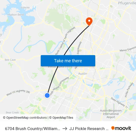 6704 Brush Country/William Cannon to JJ Pickle Research Center map