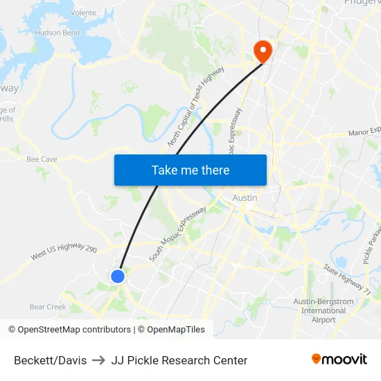 Beckett/Davis to JJ Pickle Research Center map