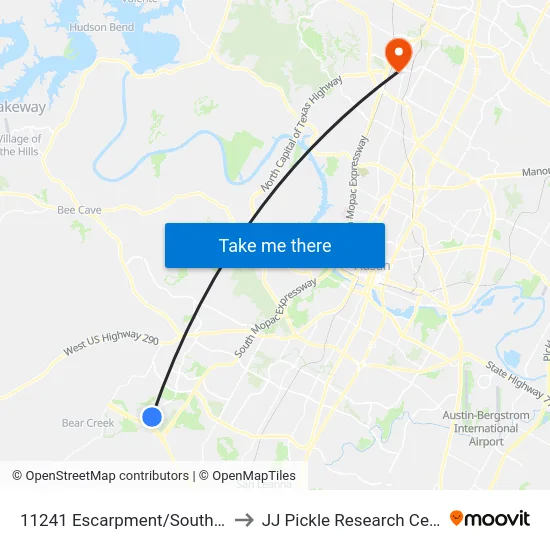 11241 Escarpment/South Bay to JJ Pickle Research Center map