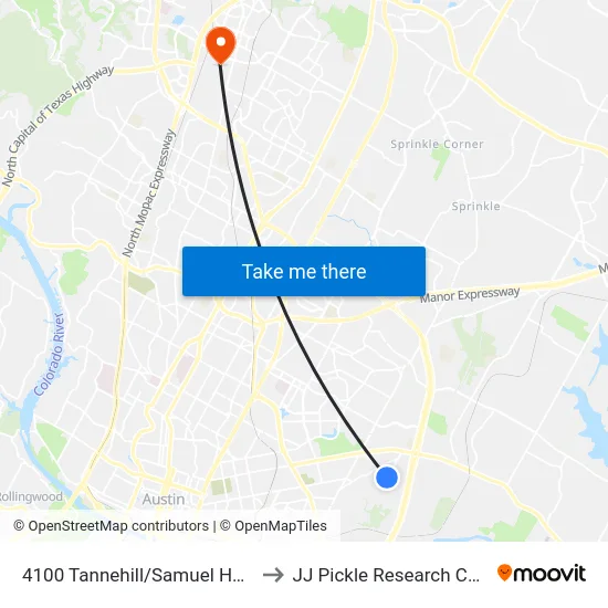 4100 Tannehill/Samuel Huston to JJ Pickle Research Center map