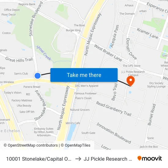 10001 Stonelake/Capital Of Texas to JJ Pickle Research Center map