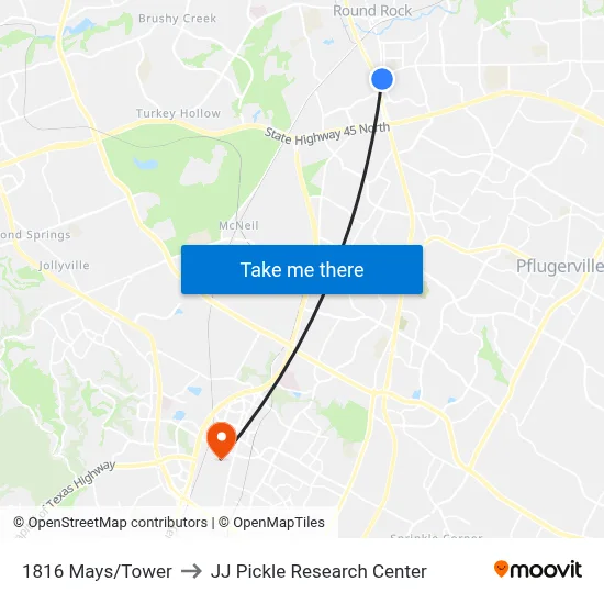 1816 Mays/Tower to JJ Pickle Research Center map