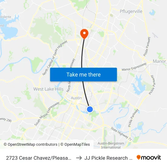 2723 Cesar Chavez/Pleasant Valley to JJ Pickle Research Center map