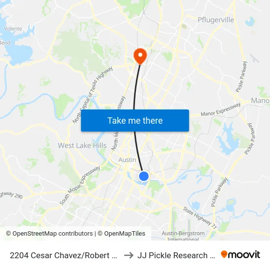 2204 Cesar Chavez/Robert Martinez to JJ Pickle Research Center map
