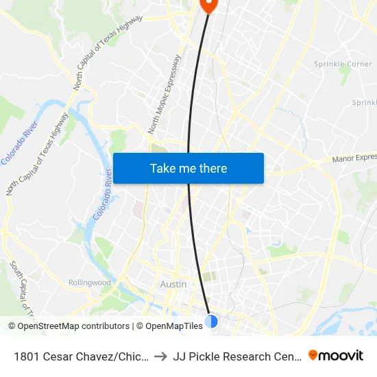 1801 Cesar Chavez/Chicon to JJ Pickle Research Center map