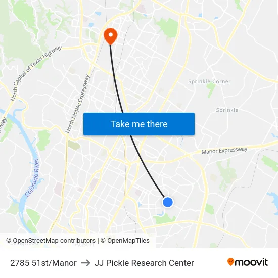 2785 51st/Manor to JJ Pickle Research Center map