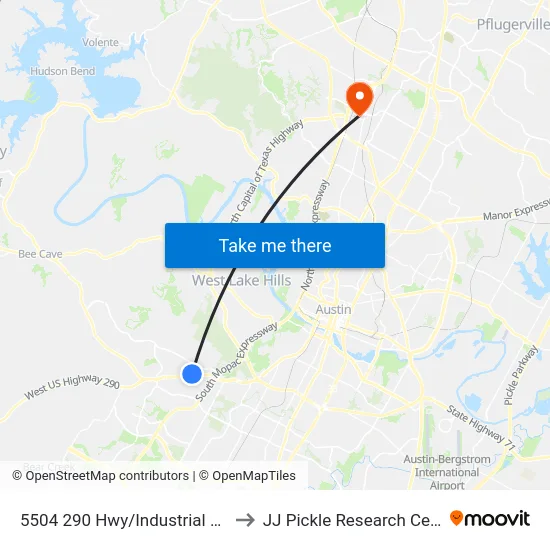 5504 290 Hwy/Industrial Oaks to JJ Pickle Research Center map