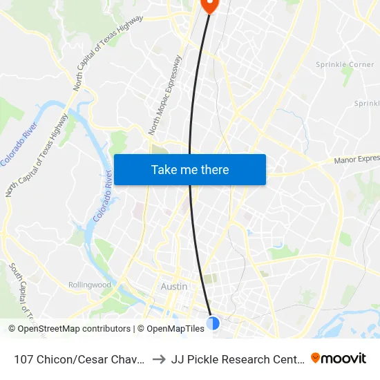 107 Chicon/Cesar Chavez to JJ Pickle Research Center map