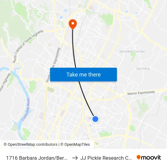 1716 Barbara Jordan/Berkman to JJ Pickle Research Center map