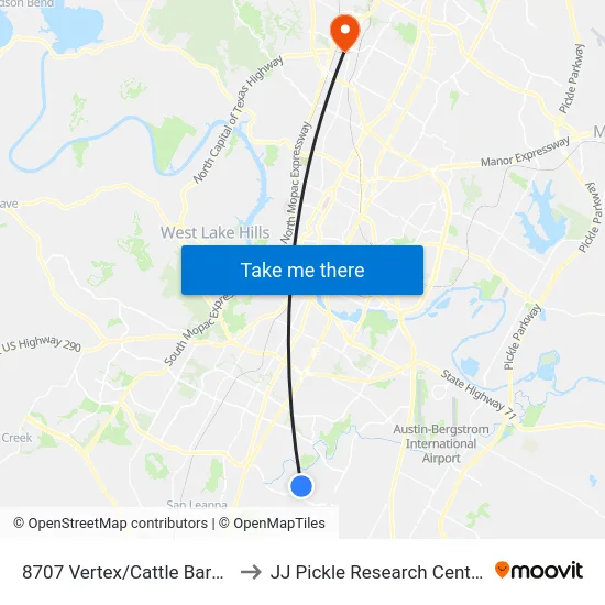8707 Vertex/Cattle Baron to JJ Pickle Research Center map