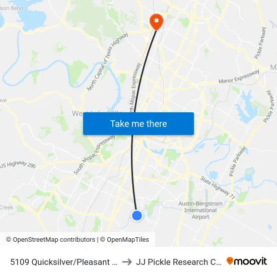 5109 Quicksilver/Pleasant Valley to JJ Pickle Research Center map