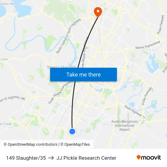 149 Slaughter/35 to JJ Pickle Research Center map