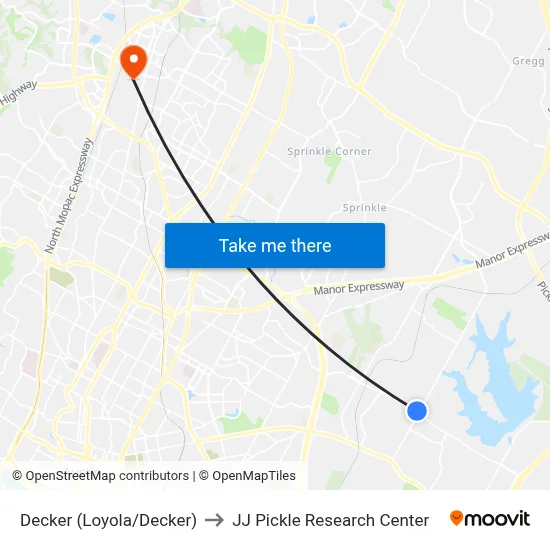 Decker (Loyola/Decker) to JJ Pickle Research Center map