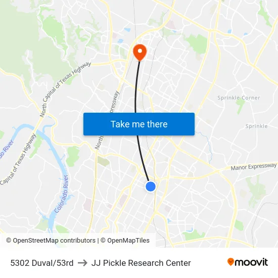 5302 Duval/53rd to JJ Pickle Research Center map