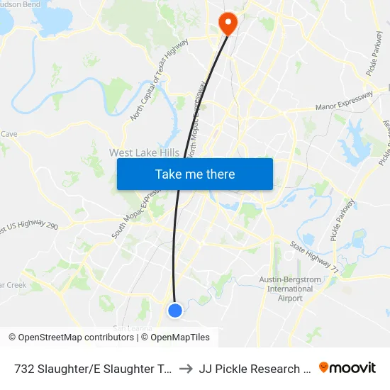 732 Slaughter/E Slaughter To Brandt to JJ Pickle Research Center map
