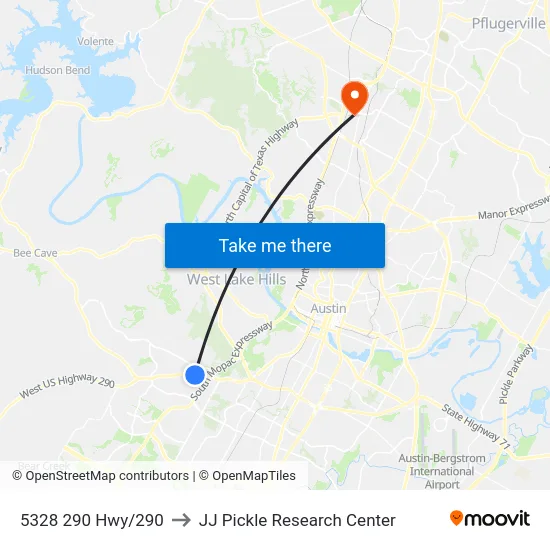 5328 290 Hwy/290 to JJ Pickle Research Center map