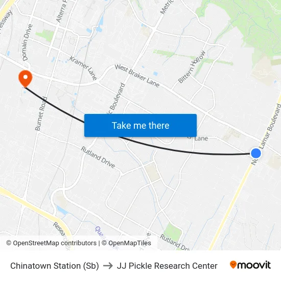 Chinatown Station (Sb) to JJ Pickle Research Center map