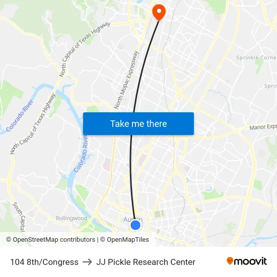 104 8th/Congress to JJ Pickle Research Center map